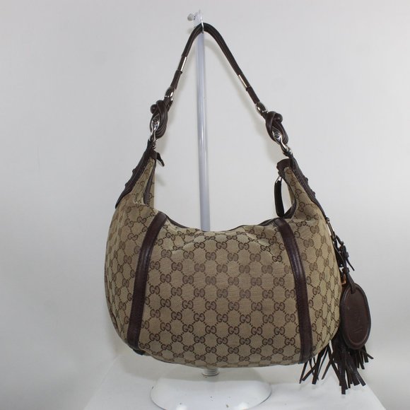 GUCCI Beige/Ebony GG Canvas Techno Horsebit Medium Hobo Bag - Picture 11 of 14